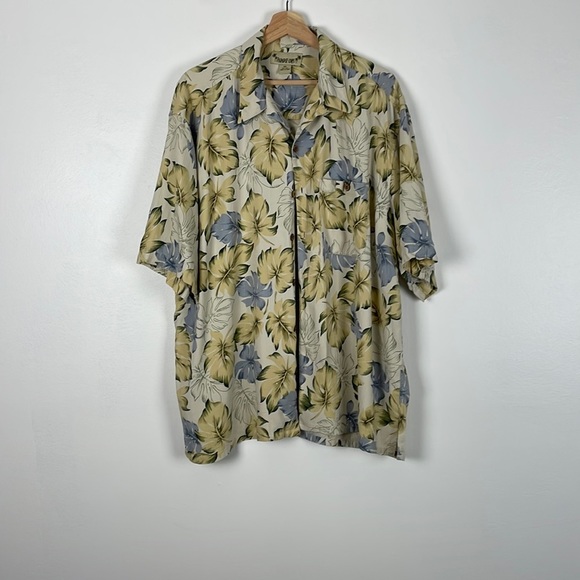 Paradise Coves men's short sleeve Hawaii leaves button down 1 front pocket shirt - Picture 1 of 7